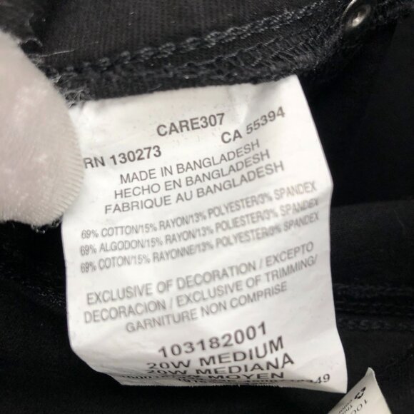 NWT Lee Sculpting Skinny Leg Jeans Womens 20W Black Pull On Mid Rise Slim - Picture 12 of 12